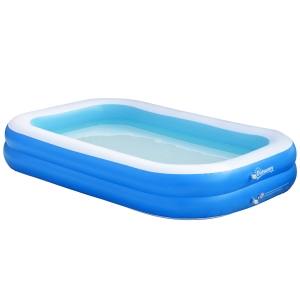 Outsunny Piscina Inflável Retangular 1300 Litros 262x176x56cm para 1-2 Pessoas Piscina Insuflável para Adultos e Crianças para Jardim Pátio Exterior Azul