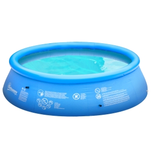 Outsunny Piscina Inflável Redonda 4.000 Litros Ø274x76cm para 3-4 Pessoas Piscina Insuflável Familiar Adultos e Crianças com Inflador de Mão para Jardim Pátio Exterior Azul