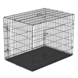 PawHut Gabbia Trasportino per Cani Gatti Pieghevole in Acciaio Doppia Apertura, 76x53x57cm Nero