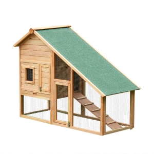 PawHut, Cusca iepuri, 146x63x120cm, lemn natural