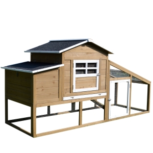 PawHut Pollaio da Giardino per Galline con Corsa e Zona di Nidificazione Vassoio Estraibile, 200x80x105cm