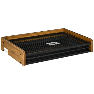 PawHut Sanita para Cães de Aço e Madeira Sanita para Adestramento de Cães Médios Pequenos com Grade e Bandeja Removível 62x45,5x11cm Marrom e Preto