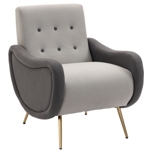 HOMCOM stoel relaxstoel stoel met tufting metalen poten polyester schuimstof bruin grijs 72 x 81 x 86 cm