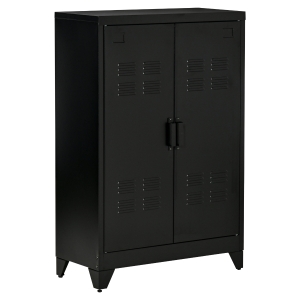 HOMCOM dressoir archiefkast met gelamelleerde deuren garderobe opbergkast industriële metalen kast met 2 verstelbare planken woonkamer slaapkamer zwart 75 x 33 x 110 cm