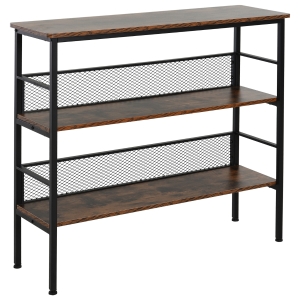 HOMCOM MDF Industrial 3-Tier Display Shelf Brown