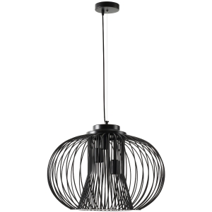 HOMCOM hanglamp hanglamp plafondlamp industriële stijl bolvormige pendel plafondspot E27 in lengte verstelbaar metaal zwart Ø50 x 150 cm
