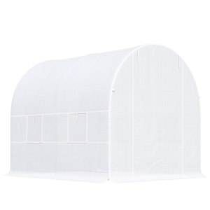 Outsunny 2.5 x 2 x 2 m Large Galvanized Steel Frame Outdoor Poly Tunnel Garden Walk-In Patio Greenhouse - White