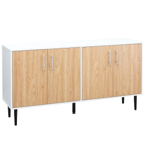 Buffet meuble de rangement 2 placards 2 portes avec étagères réglables blanc chêne clair