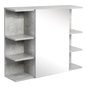 kleankin spiegelkast badkamermeubel hangkast badkamermeubel wandkast multifunctionele kast met open vakken spaanplaat glas grijs 80 x 19,8 x 64 cm