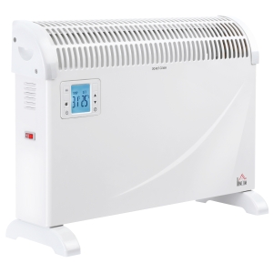 HOMCOM kachel ventilator kachel 2000W elektrische kachel met 3 niveaus warm 24-uurs timer kachel verwarming warmte metaal kunststof wit 58.5 x 20 x 43 cm