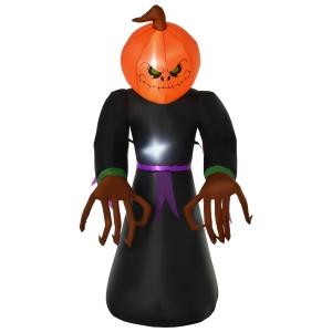 HOMCOM Halloween-Kürbis Geist leuchtend Garten-Dekoration mit 2 LED-Lichtern Fan