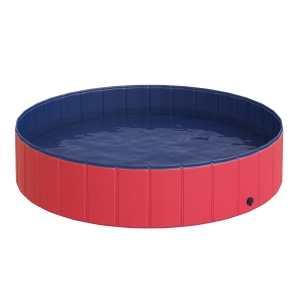 PawHut, piscina pliabila pentru caini, 140x30 cm, rosu