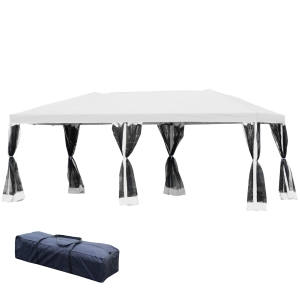Outsunny foisor pliabil din otel, cu plase de tantari 3x6m, alb