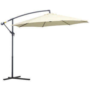 Outsunny Umbrelă de Soare Excentrică cu Bază în Cruce Inclusă, din Metal și Poliester, 3x2,5 m, Bej