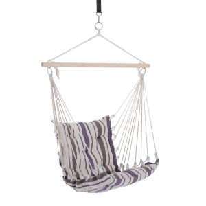 Outsunny Hanging Swing Chair, Seat Size:57W x 47.5D cm-Brown/White Stripes