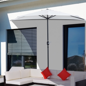 Outsunny Umbrela Semicirculara Impermeabila Protectie UV Alba 269x138x236cm
