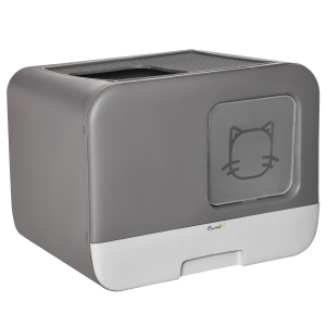 PawHut Cat Litter Box Portable Pet Toilet Enclosed Kitten Pan w/ Scoop, Purple