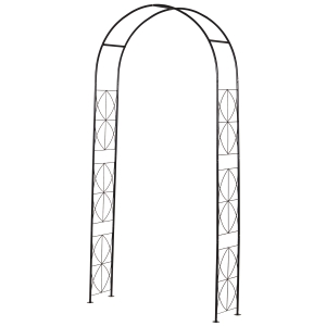 Outsunny Vintage Style Steel Garden Patio Outdoor Arbor & Trellis Arch Support For Vines & Climbing Plants Decoration - Black 2.3H m