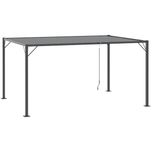 Outsunny Gartenpavillon mit Lamellendach, Grau, 4 x 3 x 2 m
