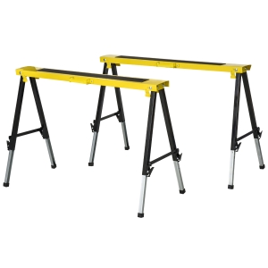 DURHAND Steel Set-of-2 Foldable Adjustable Saw Horses Tools Yellow