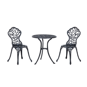 Outsunny 3 Pcs Cast Aluminum Bistro Set Garden Furniture Dining Table Chairs Antique Outdoor Seat Patio Seater