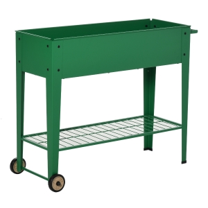 Outsunny Jardinière sur Pieds Potager dim. 104L x 39l x 80H cm étagère 2 Roues + Insert d'irrigation métal Vert