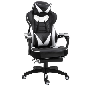 Fauteuil de bureau gamer inclinable repose-pied coussins revêtement synthétique