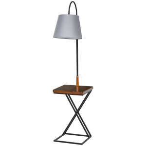 HOMCOM Lâmpada de assoalho moderna com cabeça flexível Estante Armação metálica 36x36x165 cm