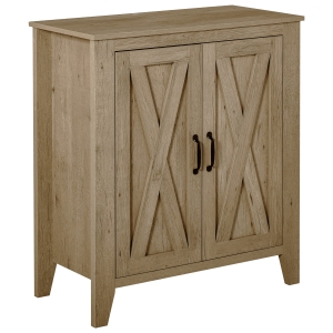 Buffet 2 portes style rural chic étagère MDF aspect bois chêne moyen