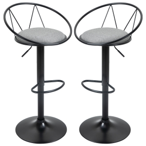 Lot de 2 tabourets de bar style néo-rétro gris noir