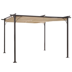 Outsunny Steel Pergola, 350Lx350Wx230H cm, Steel, Polyester-Black Frame/Beige