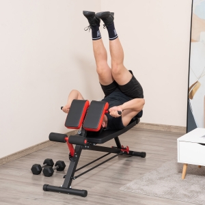 Homcom Banca Multifunctiune reglabila pentru Antrenament Picioare Abdomen Muschi Fesieri Negru si Rosu
