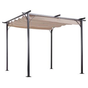 Outsunny Steel Pergola, 300Lx300Wx230H cm, Steel, Polyester-Black Frame/Beige