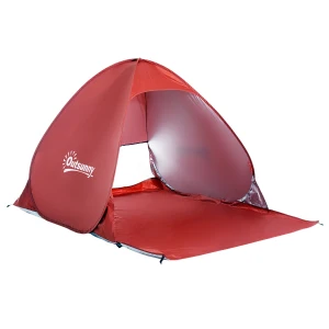 Outsunny Portable Pop-Up Beach Tent for 2-3 Persons, UV Protection Sun Shade Shelter, Lightweight and Easy Setup, Red