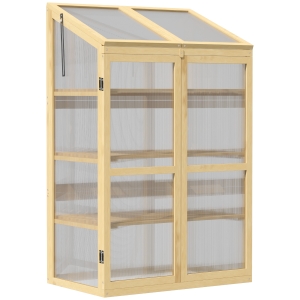 Mini serre de jardin toit ouvrable polycarbonate sapin pré-huilé