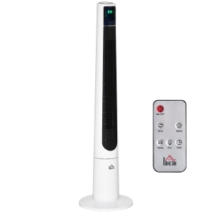HOMCOM Ventilateur colonne tour oscillant 80 W avec télécommande blanc noir