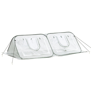 Outsunny Pop-up-Gewächshaus Mini Treibhaus Tomatenhaus Frühbeet Tragbar Faltbar Stahl PE Weiß 240 x 120 X 75 cm