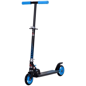 HOMCOM Trottinette pliable enfant frein guidon réglable acier bleu