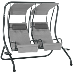 Outsunny Balancelle de jardin 2 places indépendantes avec toit acier polyester