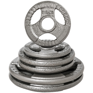 HOMCOM Lot de 6 disques d'haltère - ensemble de poids 10 kg, 5 kg et 2,5 kg - poids total 35 kg - poids réglable - entraînement musculaire & haltérophilie - avec poignées ergonomiques - gris