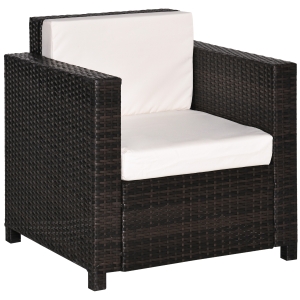 Outsunny Rattan Single Sofa Chair-Brown