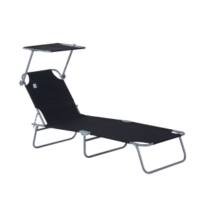 Outsunny Folding Sun Lounger-Black