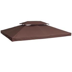 Outsunny 3 x 4m Gazebo Canopy Roof Top Replacement Pavilion Tent Spare Part 2 Tier Brown