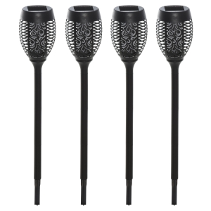 Outsunny Zonneverlichting tuinlamp set van 4 lampen 6-8 u waterdicht kunststof zwart