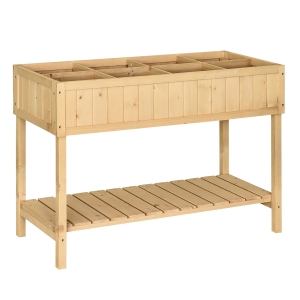 Outsunny Wooden Herb Planter Raised Bed Container Garden Plant Stand Bed 8 Boxes 120 L x 60W x 81Hcm