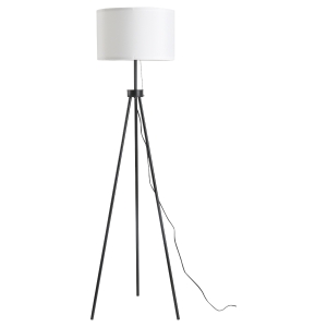 HOMCOM Stehlampe Stehleuchte Standleuchte E27, Stahl+Polyester, 37x37x152cm (Schwarz+Weiß)