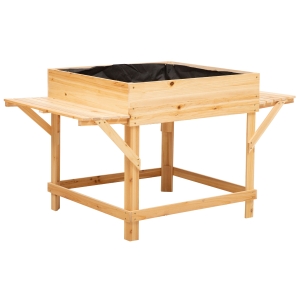 Outsunny Raised Garden Planter Bed with Non-woven Fabric Bag, Flower Box for Growing Herbs & Plants, Solid Wood Construction 51.5" x 29.5" x 29.5