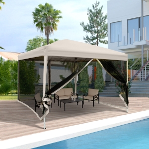 Outsunny foisor impermeabil cu pereti detasabili 3x3m, crem