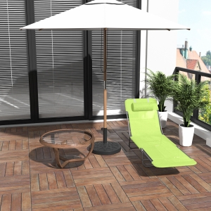 Outsunny Șezlong pentru Grădină Bronzat Pliabil cu Spătar Reclinabil din Textilenă Verde deschis