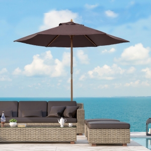 Outsunny Umbrelă din Lemn Umbrelă Soare pentru Extern pentru Grădină Φ250 cm